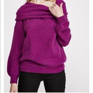 Free People Echo Beach Pullover Sweater Orchid Purple Wool Blend Size Small